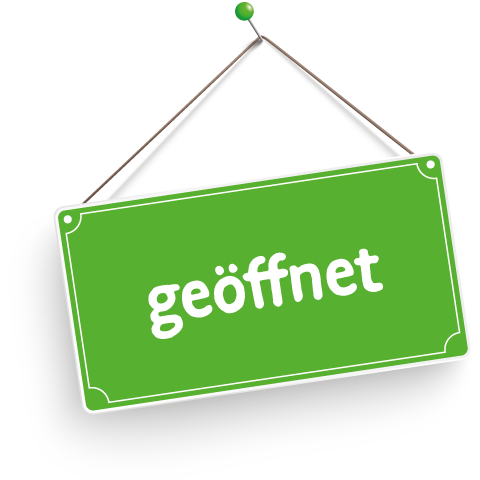 Wir haben geöffnet Schild